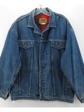 VINTAGE Gap Jacket Medium Trucker Buffalo Plaid Flannel Blanket 90s *
